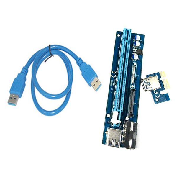 

graphics cards pe503 pci-e 1x to 16x extension cable dual power supply interface 4pin+sata adapter card for btc miner