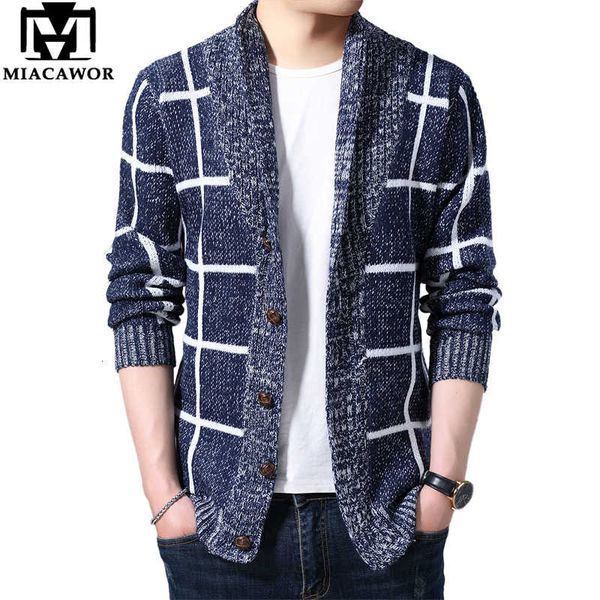 

miacawor sweater men plaid cardigan men autumn knitted sweater coats knitting jumper slim fit pull homme dropshipping y162 cx200730, White;black