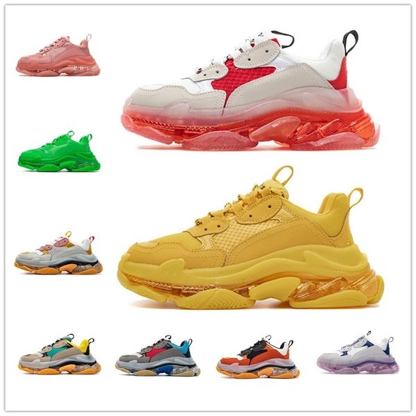 

original box]2021 men's triple s old shoes fashion designers coach transparent white white ladies triple-s walking casual shoes sneake, Black