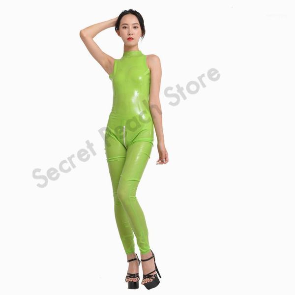 

women's jumpsuits & rompers latex catsuit rubber bodysuit leotard, Black;white