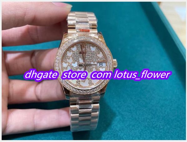 

selling tr factory women's mechanical watch 31mm log 904l 2236 movement double lock waterproof system blue crystal mirror one card code, Slivery;brown