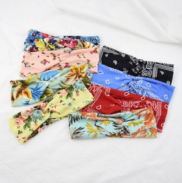 

printed cross hairban bohemia elastic sport headdress floral girls head bands women yoga headwrap fashion hair accessories 28 designs at5520, Slivery;white