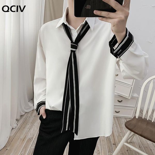 

men's casual shirts western style slim fit hawaiian shirt male long sleeves handsome clothes loose fashion white camisa masculina s-5xl, White;black