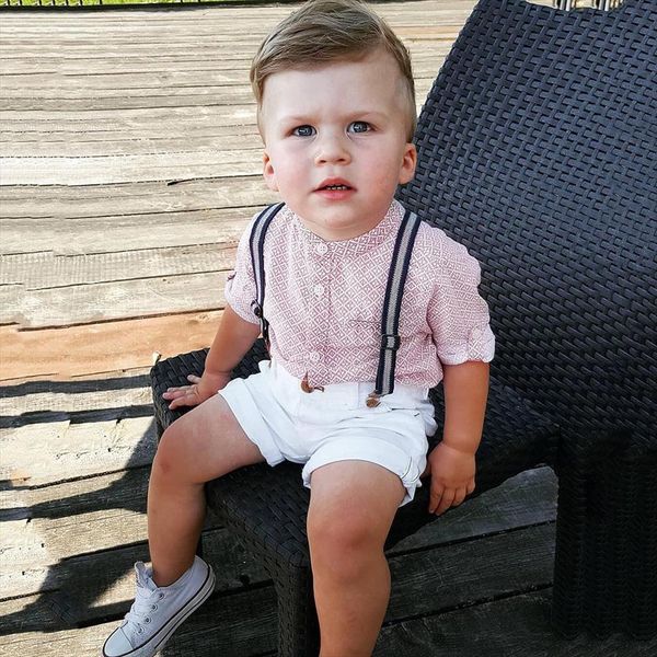 

summer toddler kids baby boys outfit clothes shirt shorts pants gentleman party suit roupao infantil 4, White