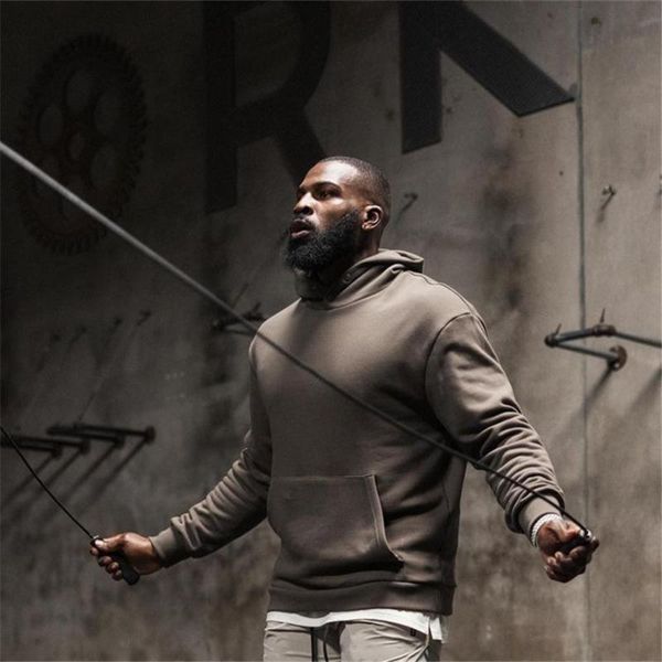 

men's hoodies & sweatshirts casual bodybuilding sweatshirt men gyms fitness cotton hooded jacket outerwear male sportswear autumn clot, Black