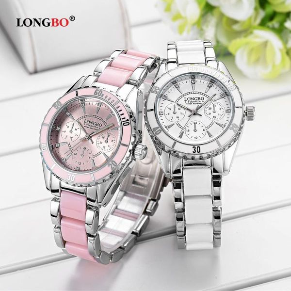 

wristwatches watch for women stylish 2021 relogio feminino longbo brand fashion luxury ceramic and alloy bracelet wristwatch, Slivery;brown