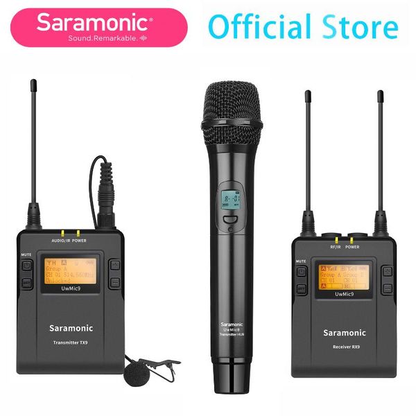 

microphones saramonic uwmic9 uhf wireless lavalier handheld microphone system for canon dslr camcorder video camera interview broadcast
