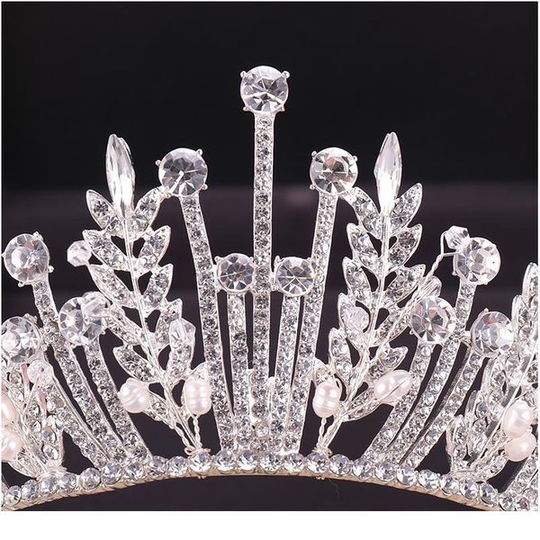 

trendy baroque silver color rhinestone crystal crown leaf wedding headdress tiara bridal hair accessories jewelry acc qylpnu