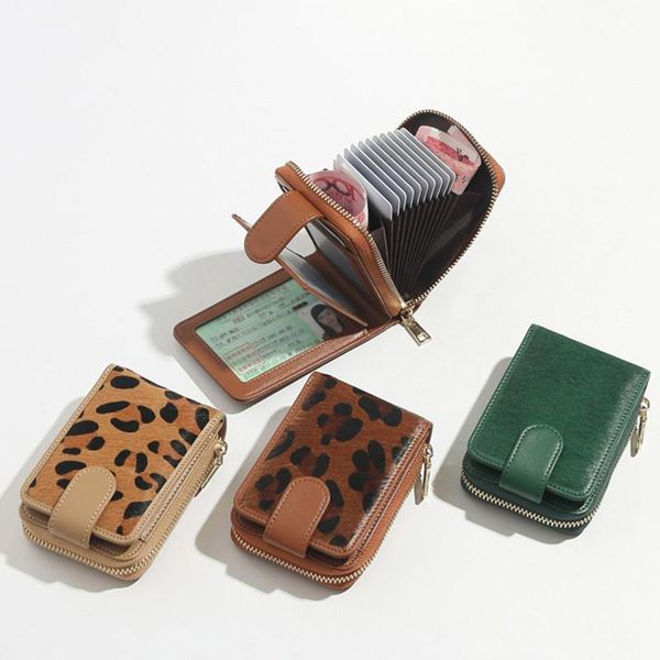 

card holders driver's license leather case horse hair bag for women holder designer, Brown;gray