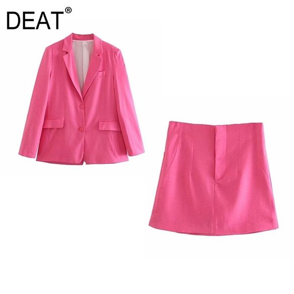 

[deat] spring fashion tiide single-breasted long sleeve blazer solid color a-line skirts women two-piece suit 13q248 210527, White