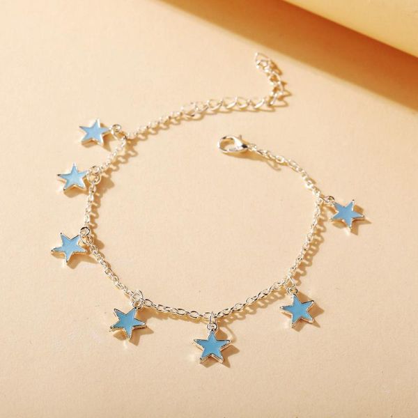 

charm bracelets designer for women anime alloy silver color five-pointed star pendant bracelet jewelry wholesale pulseras, Golden;silver