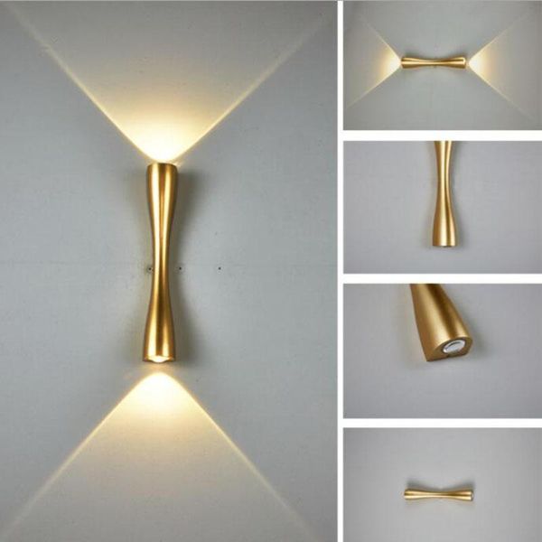 

modern design gold led wall light indoor outdoor home decor up and down lights waterproof bedroom living room garden wall lamp