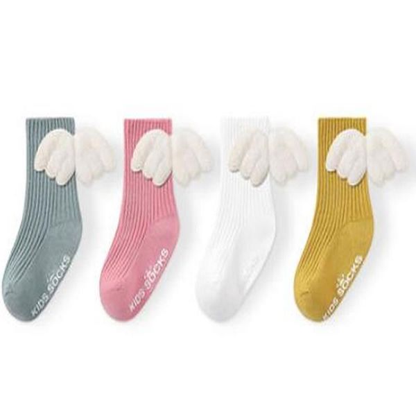 

socks baby girls knee high angel wing summer autumn cotton solid candy color kids toddler short sock, Pink;yellow
