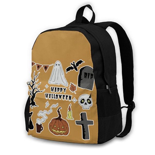 

backpack happy halloween party backpacks pumpkin fashion polyester primary school runner pattern bags