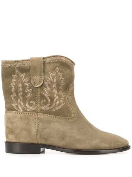 

boots women shoes paris crisi slouch embroidered stitched western, Black