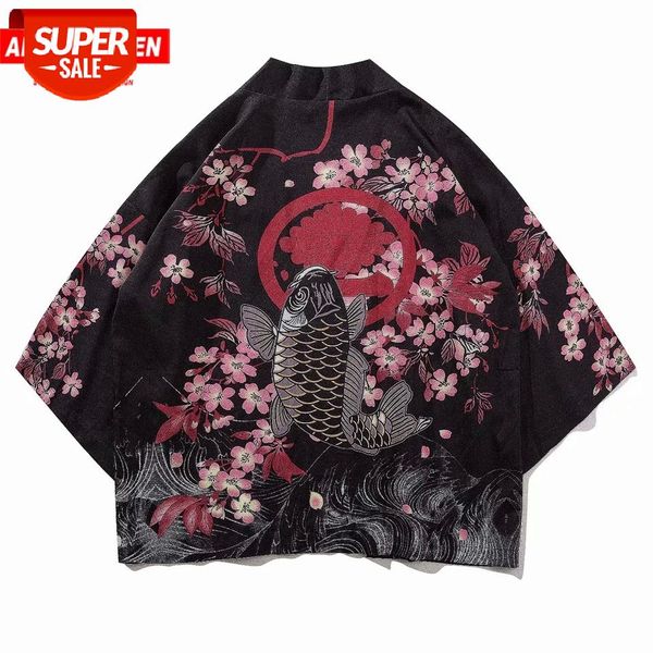 

aelfric eden koi carp print hip hop shirts men harajuku streetwear short sleeve 2020 summer cotton oversize loose beach shirt #a96q, White;black