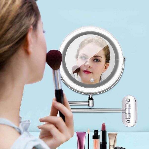 

mirrors wall mounted bathroom mirror led makeup 10x magnification adjustable cosmetic touch dimming