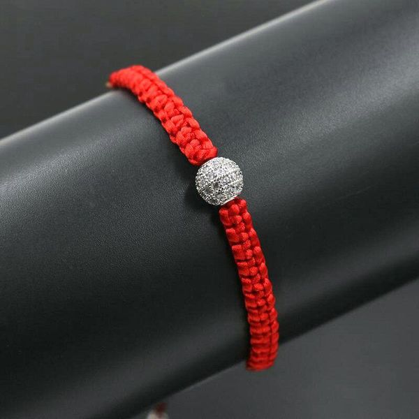 

charm bracelets copper micro pave zircon crystal balls red thread braid lucky rope string bracelet for women pulseira jewelry, Golden;silver