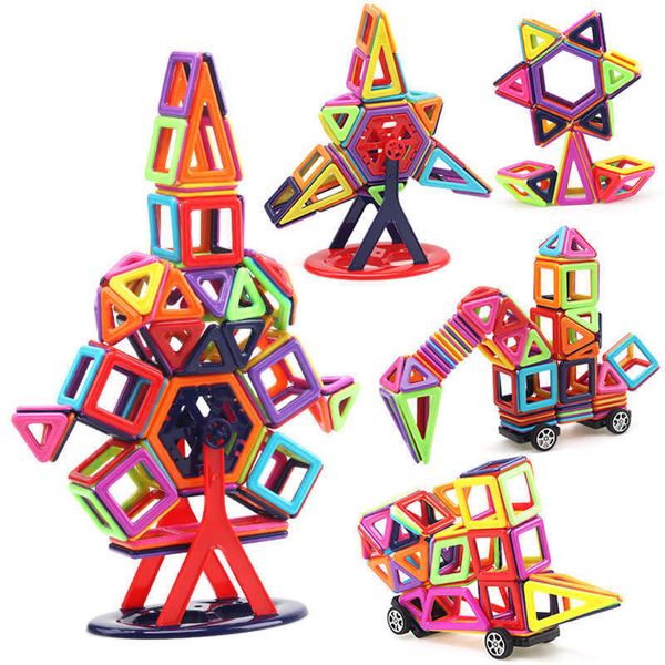 216pcs tamanho padrão 3d magnetics designer construção modelo brinquedos construindo tijolos diy blocos educacionais brinquedos magnéticos q0723