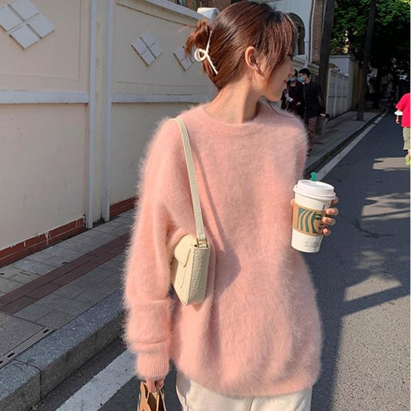 

women's sweaters loose sweater autumn winter korean versatile mink cashmere pullover knitted jns301, White;black