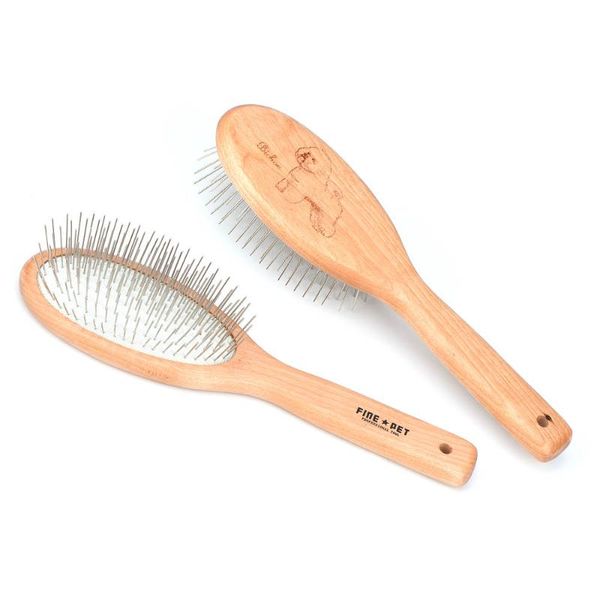 

professional wood oval 25mm steel pin brush for short or long hair dogs and cats, pet grooming tools for large and small dogs