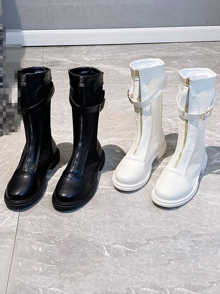 

boots brand women's shoes round toe sandals boots-women fashion mid calf low summer ladies 2021 rubber leather slip-on co, Black