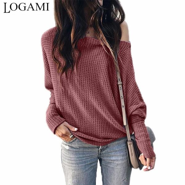 

women's sweaters logami one shoulder bat sleeve loose women and pullovers spring autumn knit pullover casual, White;black