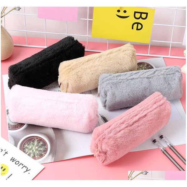 

korean school pencil case kawaii cute plush penal for girls boys pencilcase zipper makeup purse pouch stat jllmiu mxyard