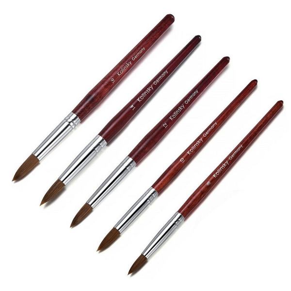 

nail brushes 1pcs sable hair brush acrylic painting easy to outline manicure powder wood handle professional art tools, Yellow