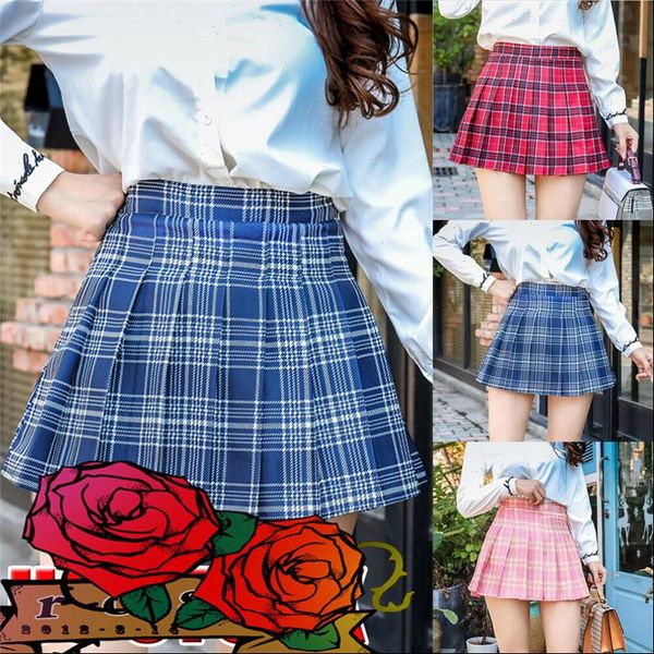 

women plaid high waist tennis skirts female fashion dance sport flared pleated short skirt school girl skirts hot, Black