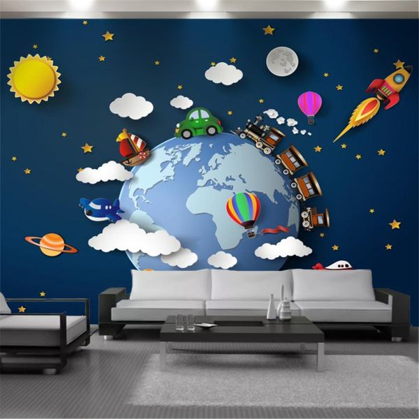 3D Moderne Tapete Schöne Erde Cartoon Zug Kinderzimmer Innendekoration Wohnkultur Malerei Wandbild Tapeten Wand Papiere