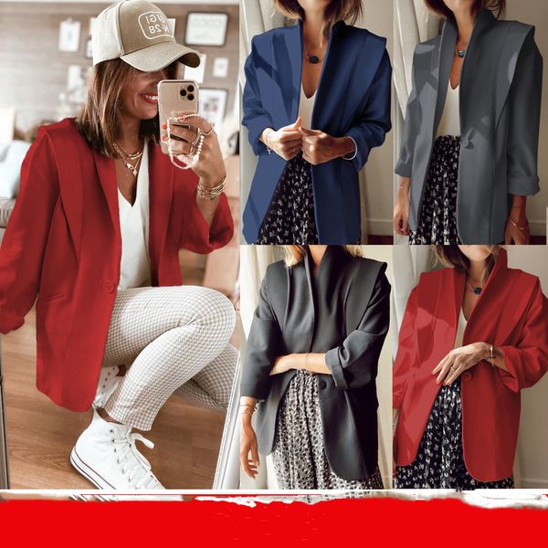 

2021 new novo casual solto manga longa blazer senhora do escritrio blazers cor slida jaqueta splicing colete epae mkzh, White;black