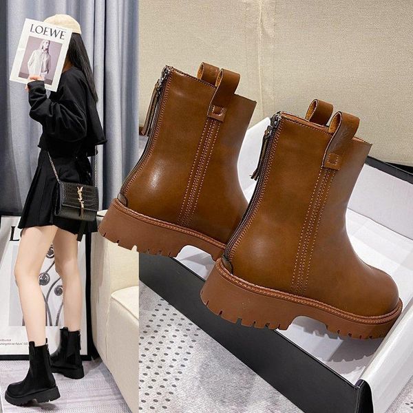 

boots red fall winter 2021 style smoking women's net thick light and easy wear with short length, Black