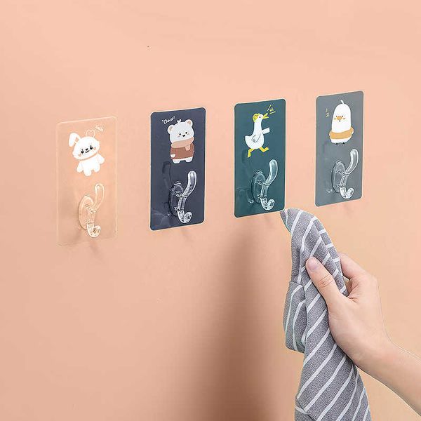 

creative cartoon door back hook kitchen hole strong tracels hanger beoom bathroom wall coat and hat adhive