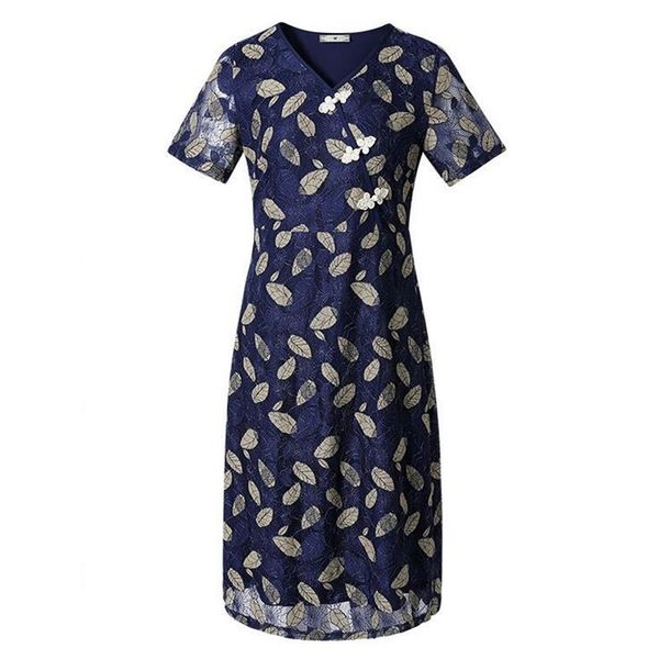 

fashion women's dress summer new style light mature lace embroidery flower fat sister large 210309, Black;gray