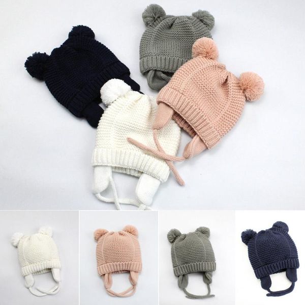 

caps & hats born winter autumn warm cap toddler boys girls solid bear ears shape cute hat, Yellow