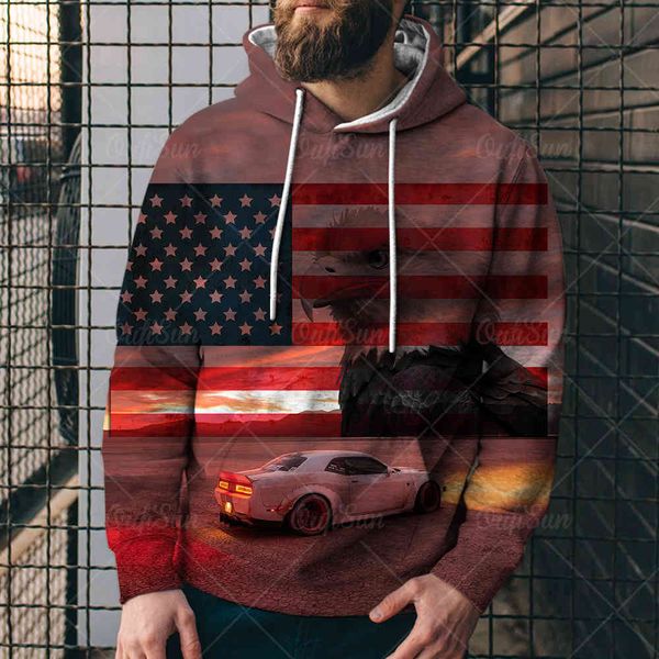 

autumn us highway 66 hoodie digital print men's street fashion casual punk seri 3d sweaternsld, Black