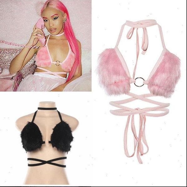 

women short crop backless fleece choker bandage sleeveless vest halter tank summer cami, White