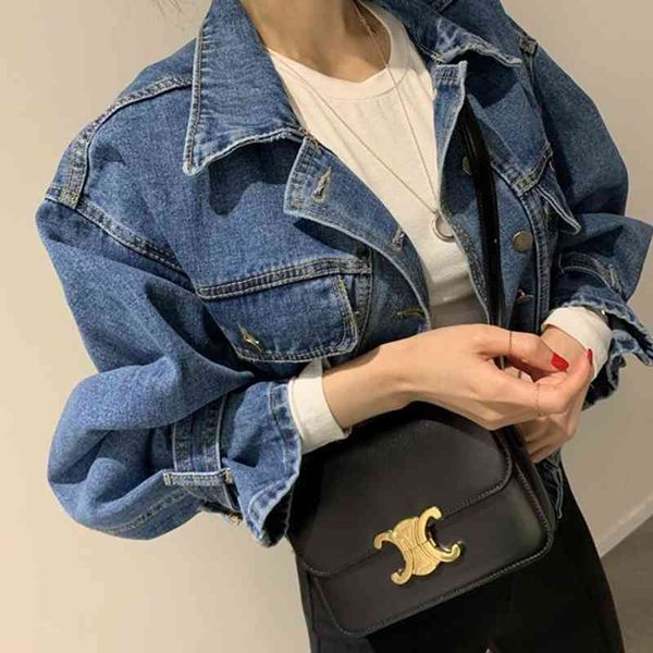 

women's jackets spring and in the autumn denim female jacket korea lapel long sleeve fashion short street style c6zu, Black;brown
