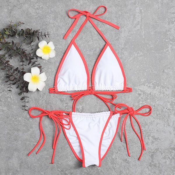 

triangle bikini 2021 lace-up women swimsuit thong biquini female swimwear beach wear bathing suit