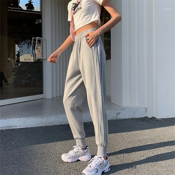 

women's pants & capris real s 2021 autumn and winter loose harem cropped trousers reflective striped feet running sports women, Black;white