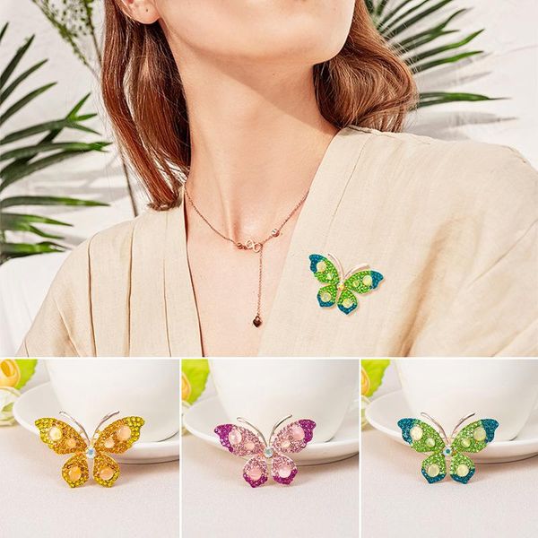 

pins, brooches 1pcs insect fashion mix-color rhinestone butterfly for women opal pin brooch jewelry gift, Gray