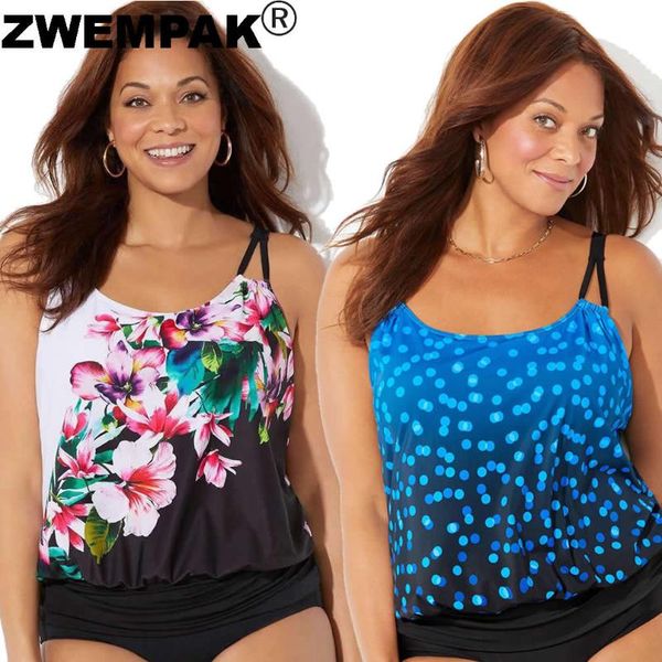 

2021 summer bikini retro print floral/polka dot women tankini set big 3xl two piece swimming suit female beachwear biquini