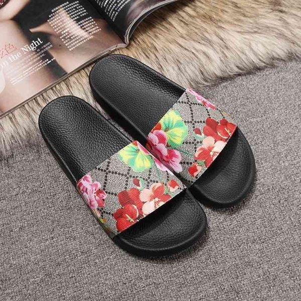 

official website 70% off outlet soft brand slide sandals flowers printing flip-flops plus size 35-42 women's slippers sale, Black