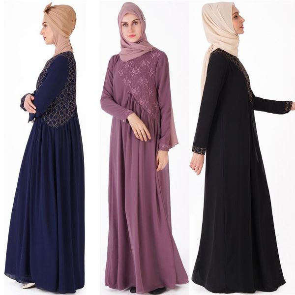 

casual dresses kalenmos winter clothes muslim lace maxi dress plus size abaya long robes tunic middle east ramadan arab islamic kaftan burka, Black;gray