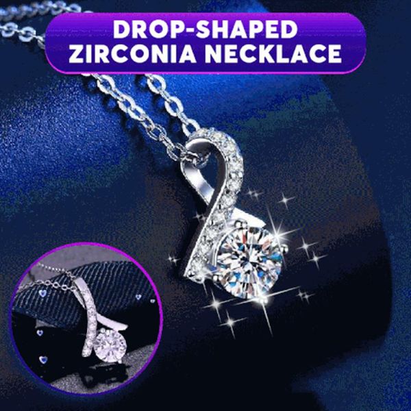

charms drop-shaped zirconia necklace fashion pendant for girl elegant temperament jewelry weddings christmas gift drop, Bronze;silver