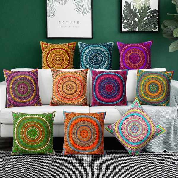 Cuscino/Cuscino Decorativo Federa per Cuscino Mandala Fodera per Divano in Poliestere Cuscini Decorativi Bohemien Motivo Geometrico