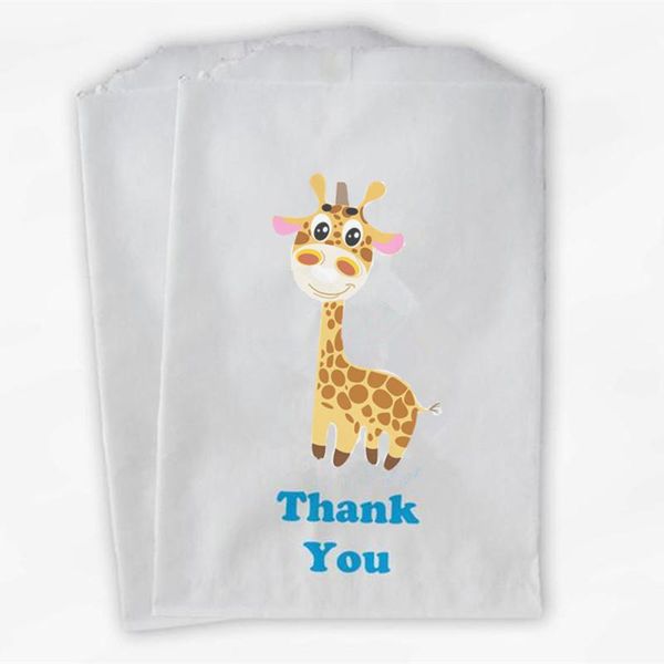 

gift wrap custom giraffe baby shower favor bags - boy or girl treat for recycled eco friendly- paper