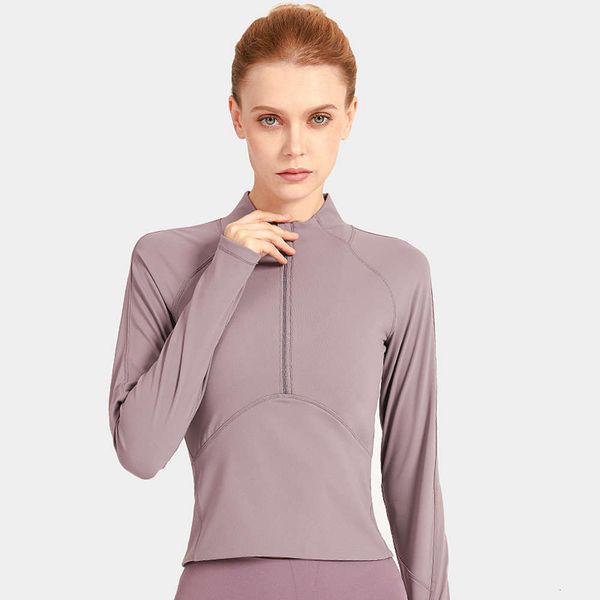 

new jacket yoga suit feeling stitching breathable tight fitting long sleeve running gym sportswear, Gray