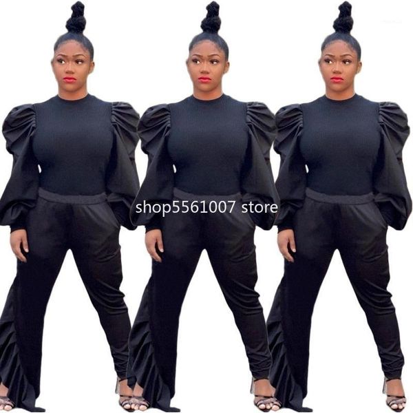 

autumn elegent women o-neck long sleeve black color two pieces sets and pant suit women's tracksuits, Gray